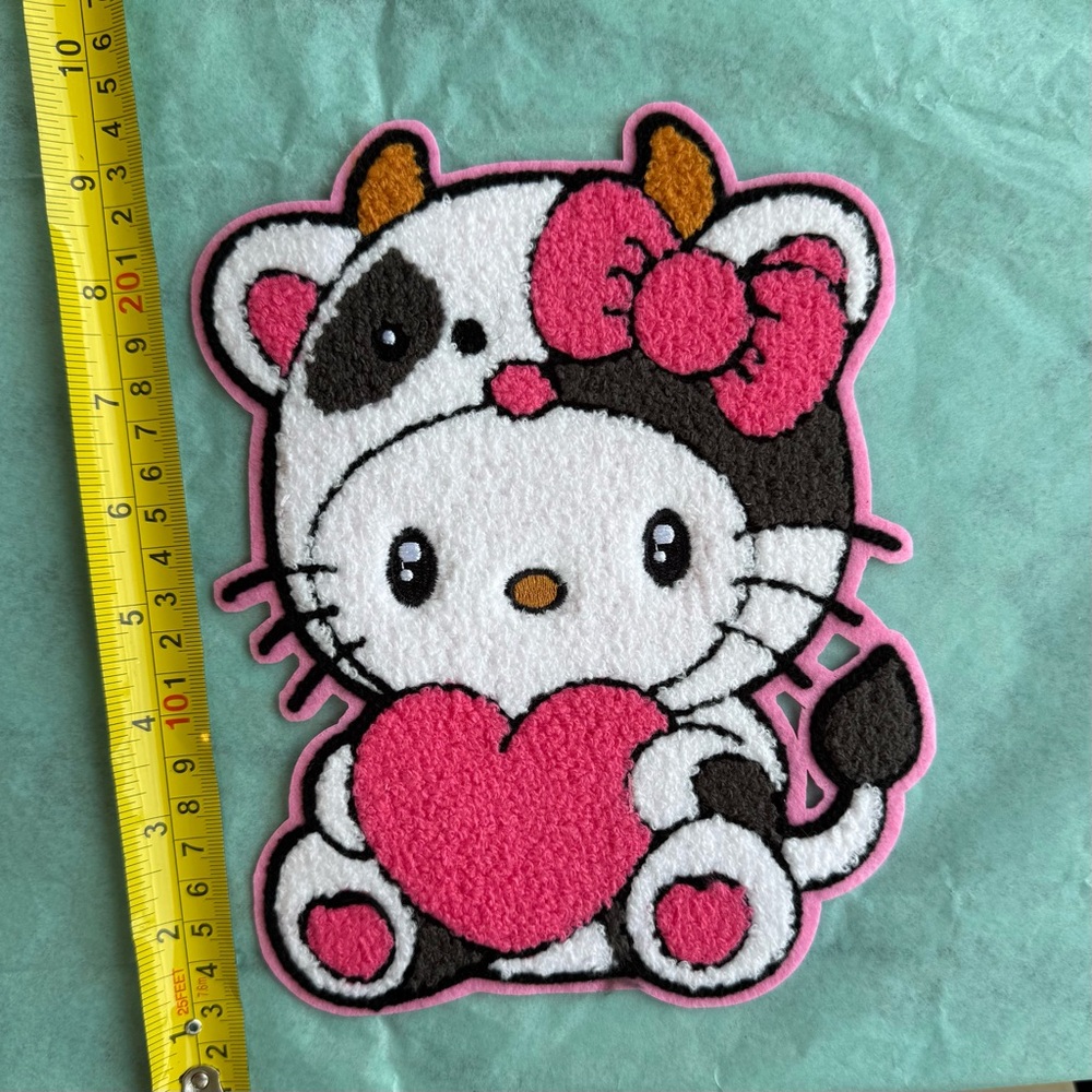 Cute Hello Kitty Cow-Themed Costume Character Iron-On Patch